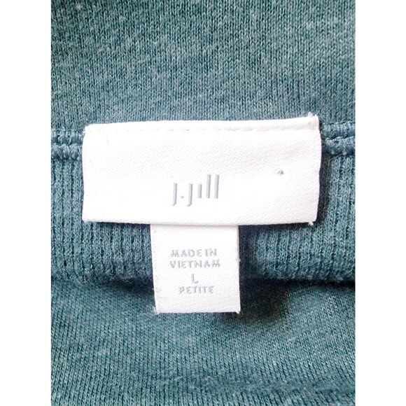 J. Jill PL Women’s Green Sweater Sweatshirt Buttons On Sleeves  Cotton‎ Blnd LS - Picture 5 of 7